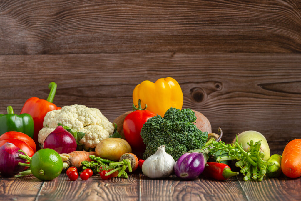 healthy vegetables on wooden table,world food day